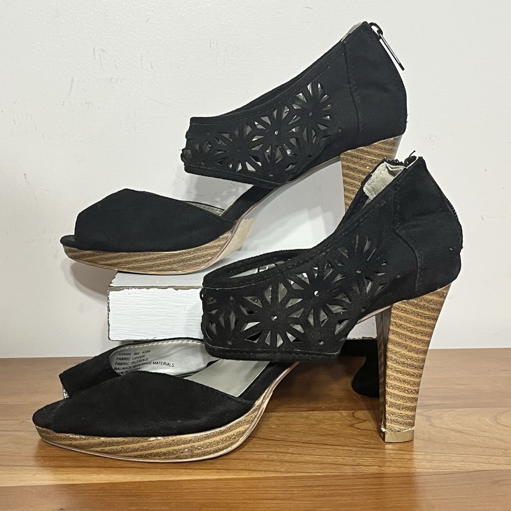 Cloudwalkers Joann‎ Women's High Heel Cutout Black Sandals Size 9W